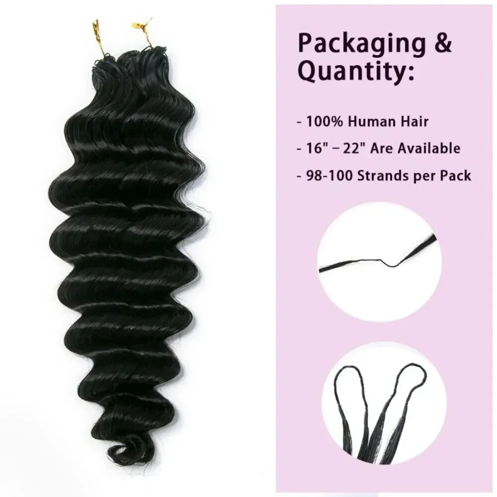 Loose Deep Wave Crochet Human Remy Hair Black 20